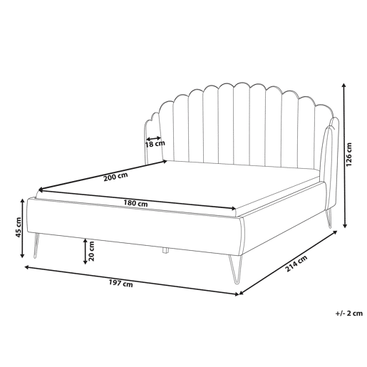Cama Veludo AMBILLOU 180 x 200 cm Creme claro
