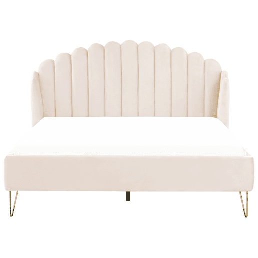 Cama Veludo AMBILLOU 180 x 200 cm Creme claro