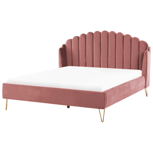 Cama Veludo AMBILLOU 180 x 200 cm Rosa