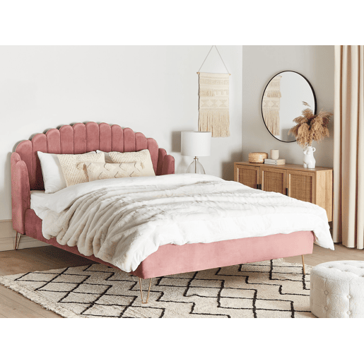 Cama Veludo AMBILLOU 180 x 200 cm Rosa