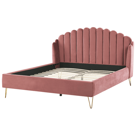Cama Veludo AMBILLOU 180 x 200 cm Rosa