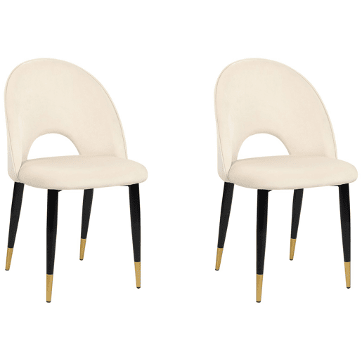 Conjunto de 2 cadeiras de jantar MAGALIA Veludo Creme