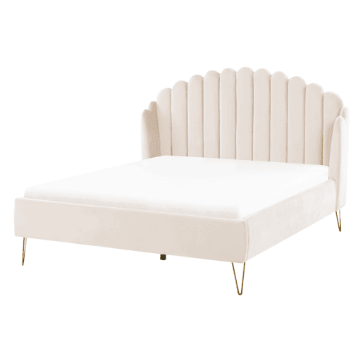 Cama Veludo AMBILLOU 140 x 200 cm Creme claro