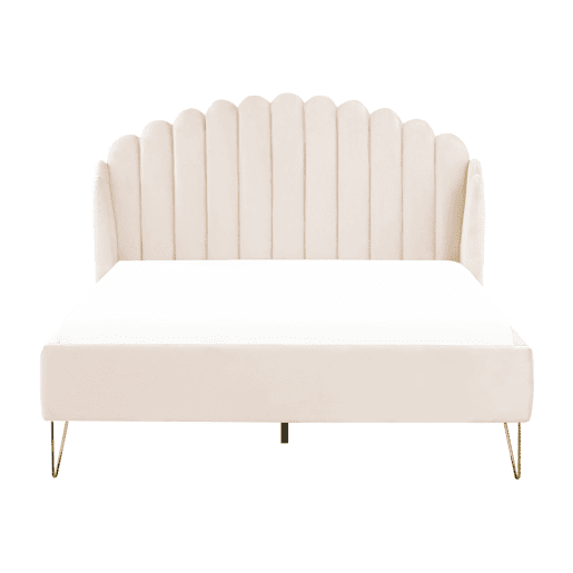 Cama Veludo AMBILLOU 140 x 200 cm Creme claro