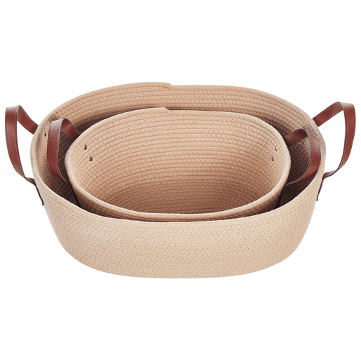 Conjunto de 2 cestos GISSAR Algodão Creme claro Conjunto de 2 cestos GISSAR Algodão Creme claro