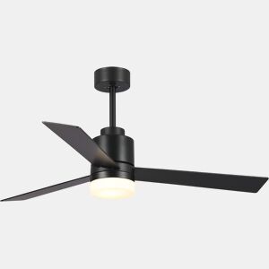 Blaupunkt - Ventilador de teto com luz LED | 52 polegadas | 65W | Função inversa | 3 pás | Lâmpada de teto LED de 18W com ventilador | Controle remoto | Edição preta |