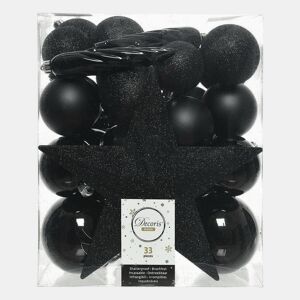 Bolas de Natal Decoris Preto Multicolor (33 Peças)