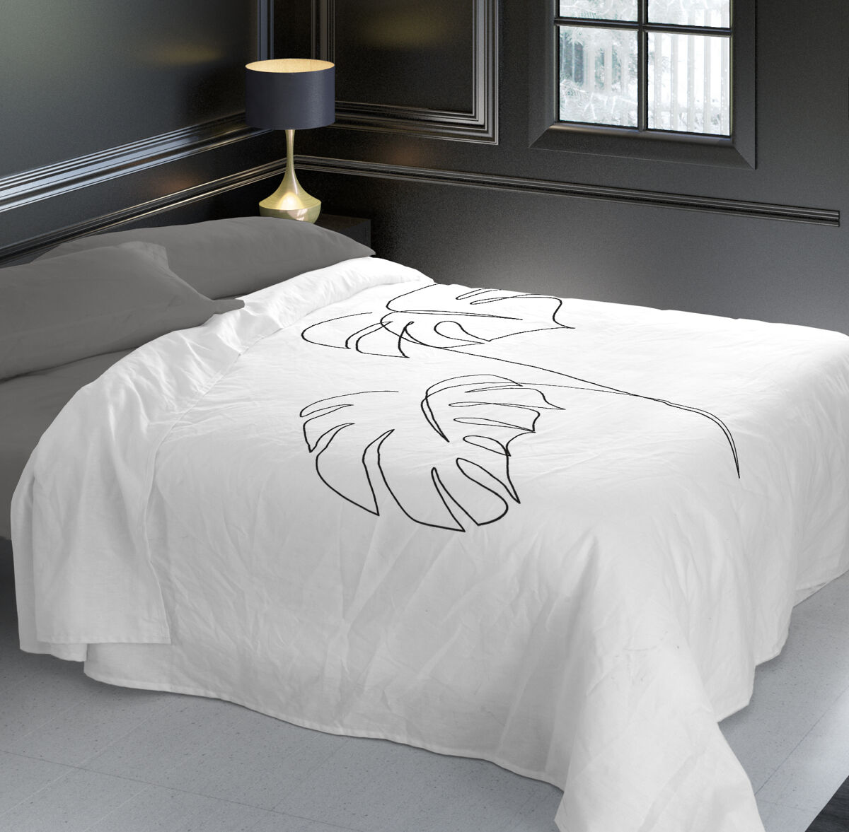 Juego de sábanas blanca cama 180