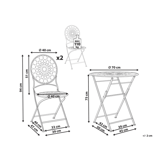 Beliani Conjunto bistrĂ´ SCARIO Beliani Conjunto bistrĂ´ SCARIO
