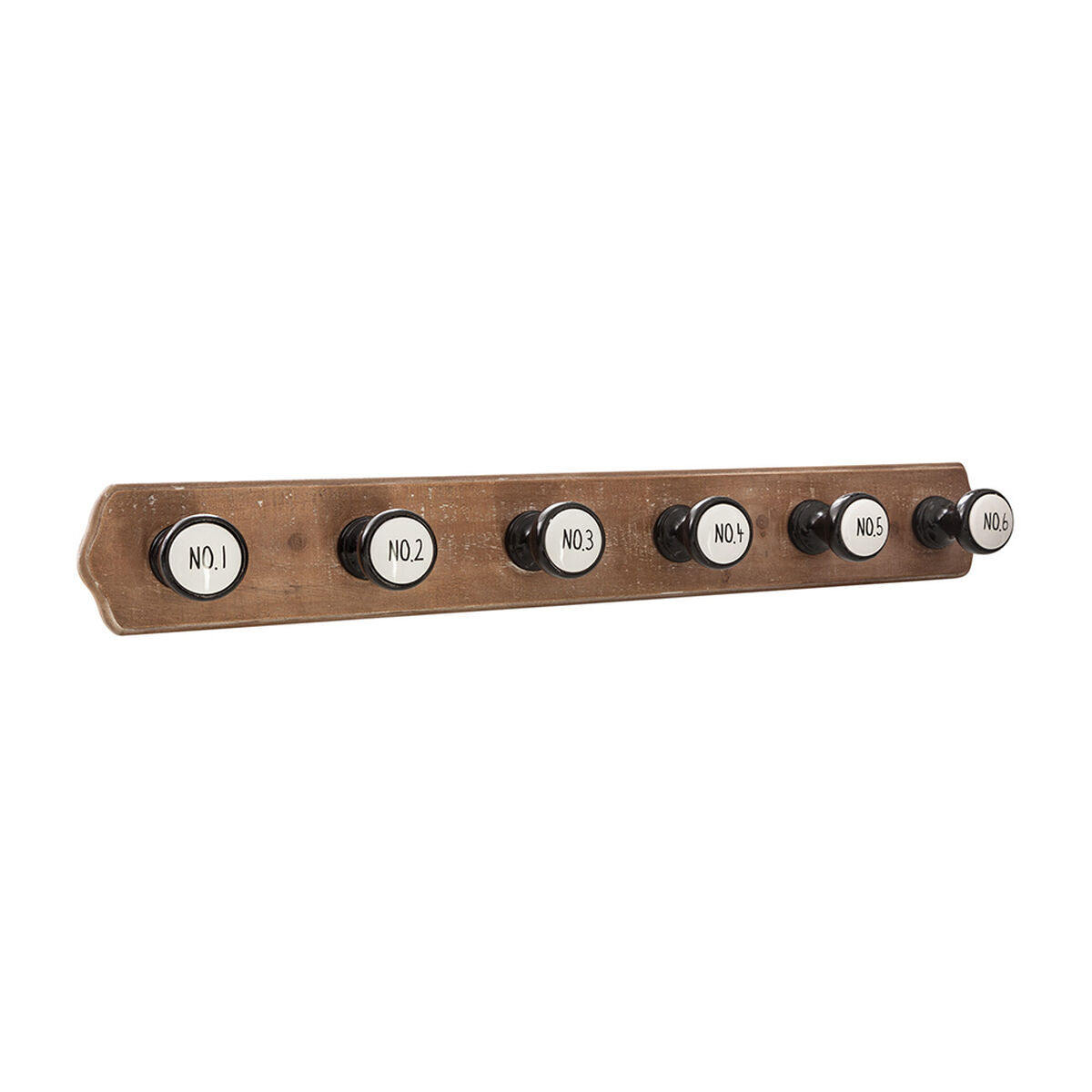 Perchero de pared atmosphera números 6 colgadores 66 x 8,5 x 8,8 cm madera