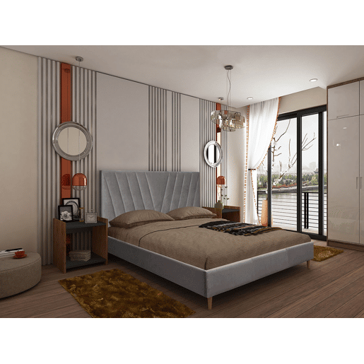 Cama de Casal Leafy (Cinza)(195 x 160 cm)