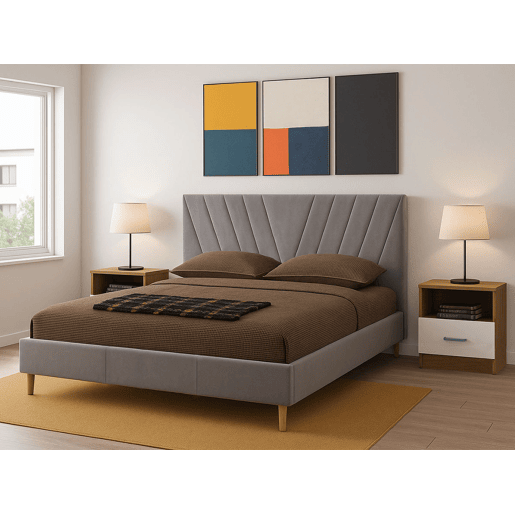 Cama de Casal Leafy (Cinza)(195 x 160 cm)