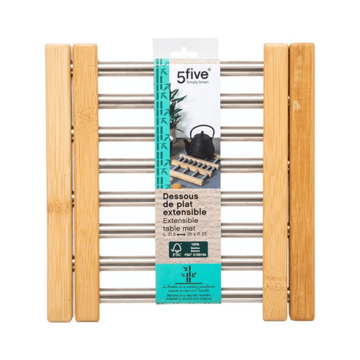 Individuais Secret de Gourmet Aço inoxidável Bambu Extensível (35,2 x 22,2 x 2 cm)