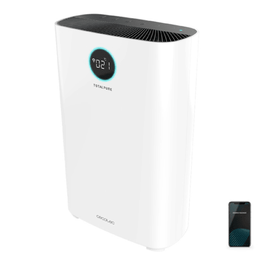 Cecotec Purificador de ar com 400 CADR, 130 m³ de cobertura, ecrã LED e controlo por Wi-Fi.