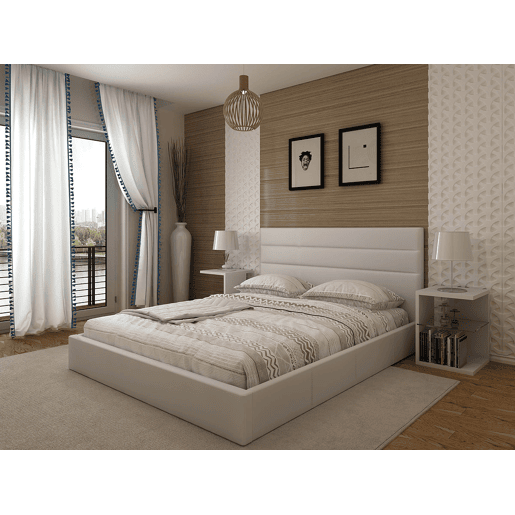 Cama de Casal Starlight, Estrado Elevatório (Branco)(190×140 cm)