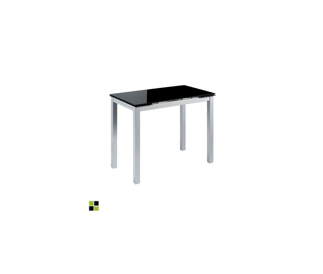 Mesa de Cocina Extensible - Modelo CALCUTA - Cristal - Estructura Metal Gris Plata