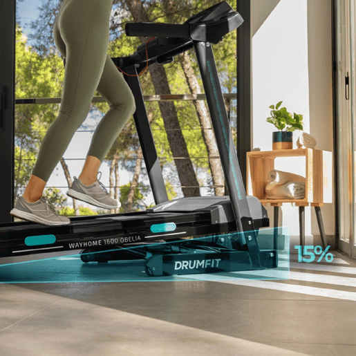 Cecotec Passadeira de correr dobrável com 1500 W de potência, velocidade máxima de 16 kmh, inclinação motorizada, entrada USB, função mp3 e altifalantes incorporados.