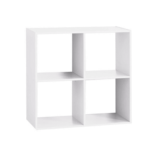 Misture a prateleira com os compartimentos em forma de 4 cubos, brancos. Feito de fibras de madeira. Dimensões L. 67,5 x D. 32 x H. 67,5 cm.