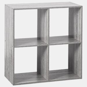 Misture a prateleira com os compartimentos em forma de 4 cubos, cinza. Feito de fibras de madeira. Dimensões L. 67,5 x D. 32 x H. 67,5 cm.