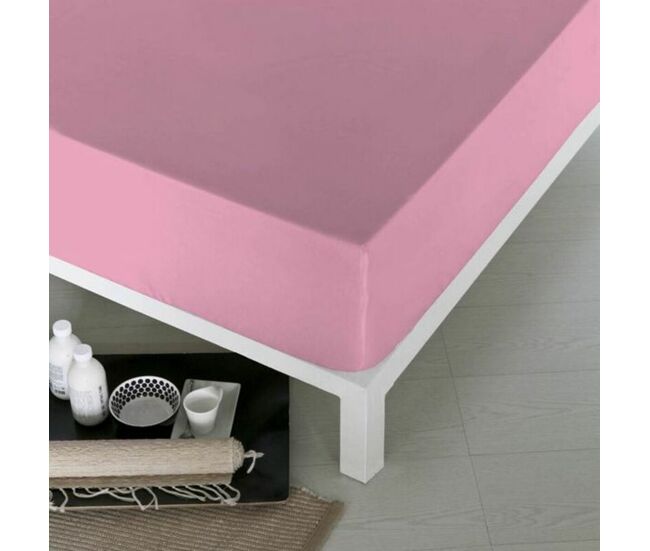 Sábana bajera ajustable naturals rosa cama de 135 (135 x 190 cm)