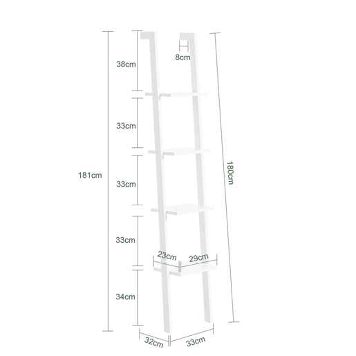 Estante de livros, estante de design, Prateleira de parede, 4 prateleiras FRG15-W SoBuy PT