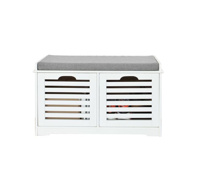 Banco de almacenamiento con cojines y 2 cubos de entrada del gabinete dresser zapato cómodo banco fsr23-k-w sobuy es