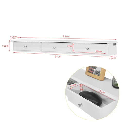 Prateleiras de parede, armário de parede, armário de arrumação com três gavetas FRG43-L-W SoBuy PT