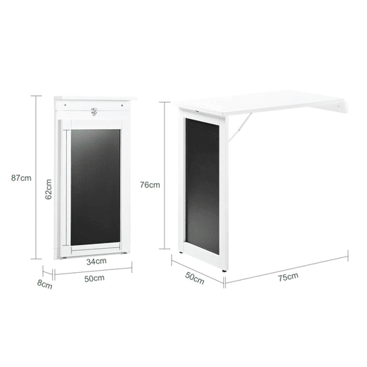 SoBuy Mesa de parede dobrável, secretária de parede, com frente para quadro branco FWT20-W
