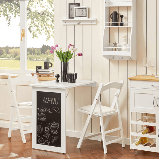 SoBuy Mesa de parede dobrável, secretária de parede, com frente para quadro branco FWT20-W
