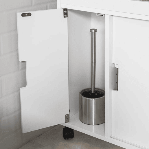 SoBuy Carrinho de casa de banho multiusos com rodas, acessório de casa de banho 2 prateleiras e 2 tabuleiros BZR02-W