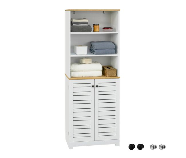 Mueble columna de baño armario para baño con 5 estantes estanterías de baño bzr44-w sobuy es