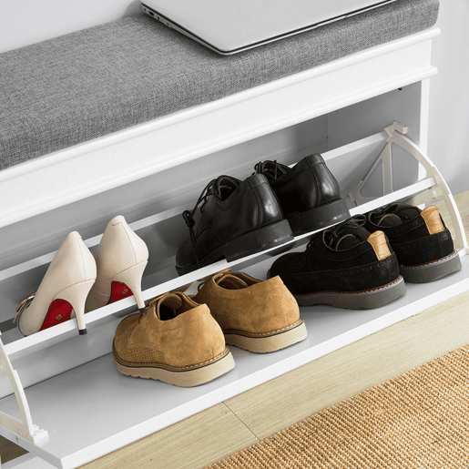 Banco para arrumação de sapatos com 1 gaveta organizadora de sapatos FSR82-L-W SoBuy PT