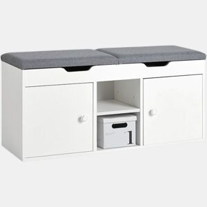 SoBuy Banco para arrumação de sapatos com 2 portas e 2 prateleiras Armário de entrada para arrumação FSR96-W