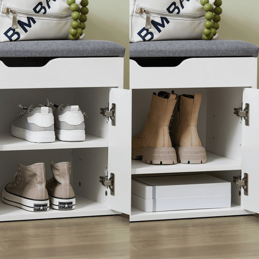 SoBuy Banco para arrumação de sapatos com 2 portas e 2 prateleiras Armário de entrada para arrumação FSR96-W