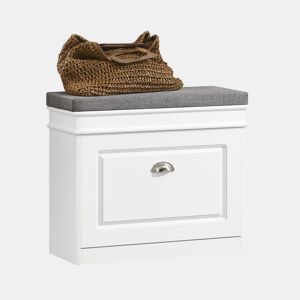 SoBuy Banco para arrumação de sapatos com 1 gaveta e organizador de sapatos FSR82-K-W