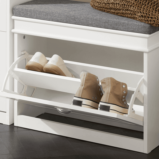 SoBuy Banco para arrumação de sapatos com 1 gaveta e organizador de sapatos FSR82-K-W