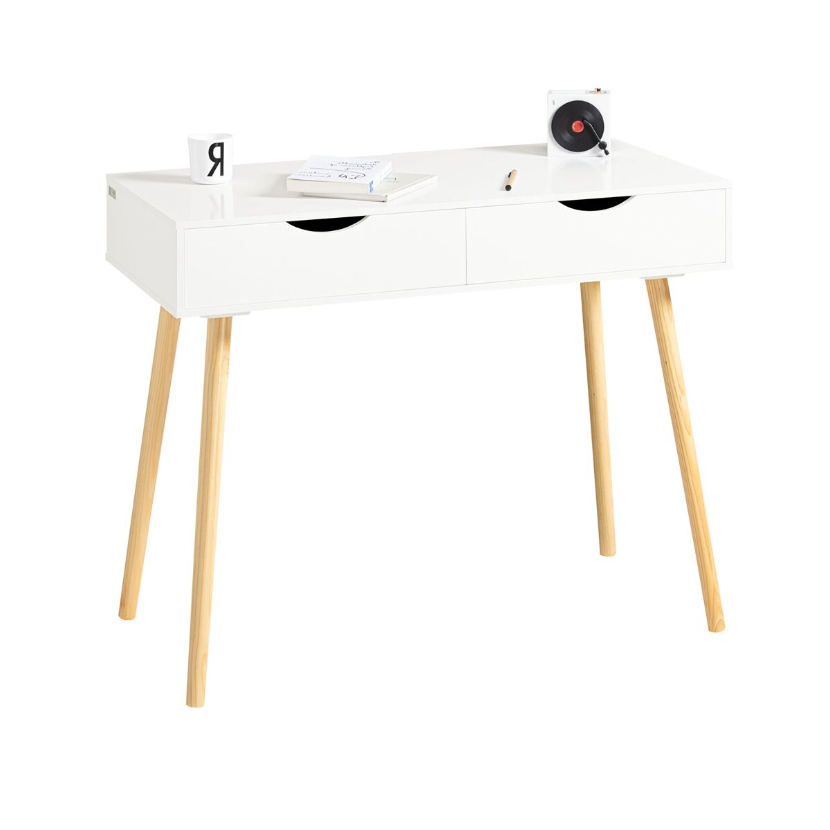 SoBuy Mesa de Ordenador con 2 cajones FWT40-WN