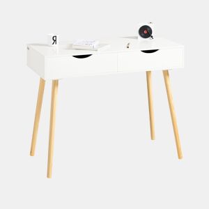 Mesa de computador com 2 gavetas,Mesa de secretária FWT40-WN SoBuy PT