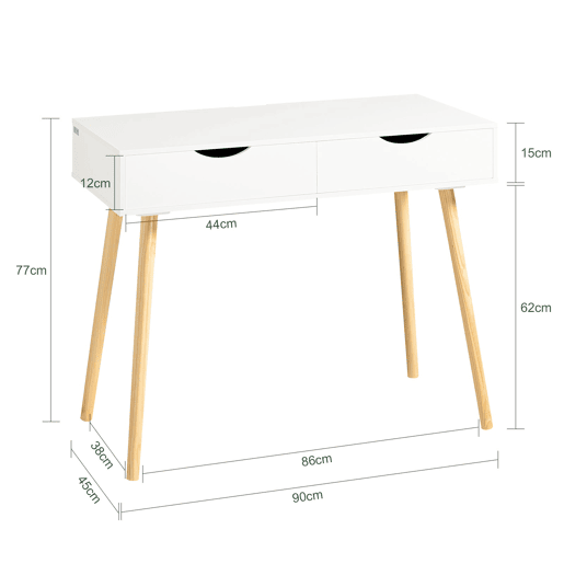 Mesa de computador com 2 gavetas,Mesa de secretária FWT40-WN SoBuy PT
