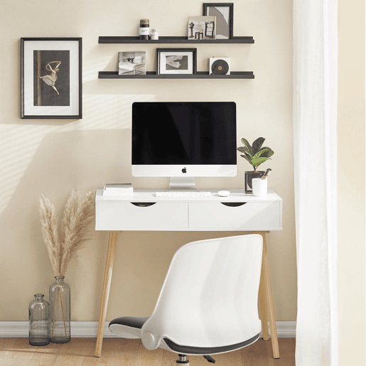 Mesa de computador com 2 gavetas,Mesa de secretária FWT40-WN SoBuy PT