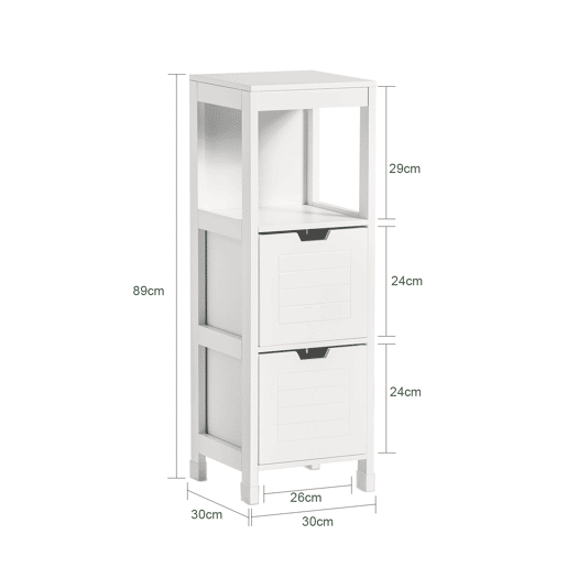Móvel de casa de banho, Armário de casa de banho - 1 prateleira e 2 gavetas FRG127-W SoBuy PT