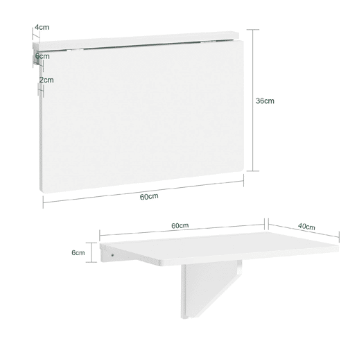 Mesa de parede dobrável,Mesa dobrável,Mobiliário para crianças,Mesa para computador portátil,Mesa de almoço,Secretária FWT03-W SoBuy PT