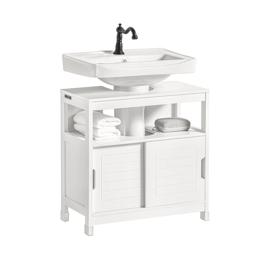 Armário de casa de banho com 1 prateleira e 2 portas de correr FRG128-II-W SoBuy PT