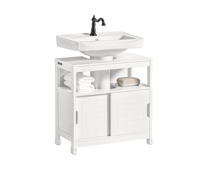 Mueble para debajo del lavabo armario de baño de suelo 1 estante y 2 puertas correderas frg128-ii-w sobuy es