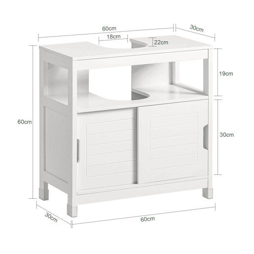 Armário de casa de banho com 1 prateleira e 2 portas de correr FRG128-II-W SoBuy PT
