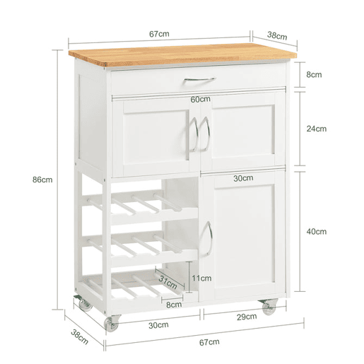 SoBuy Carrinho de cozinha, rack de cozinha, carrinho de servir FKW45-WN
