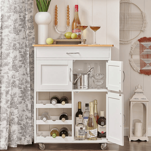 SoBuy Carrinho de cozinha, rack de cozinha, carrinho de servir FKW45-WN