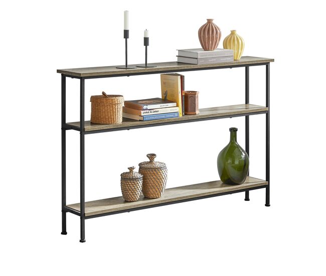 Mesa de entrada recibidor mesa de consola con 3 niveles estructura de metal, estilo industrial fsb49-pz sobuy es