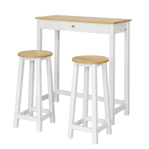 SoBuy Conjunto de 1 mesa e 2 bancos Mesa de bar alta e 2 bancos Mesa de jantar