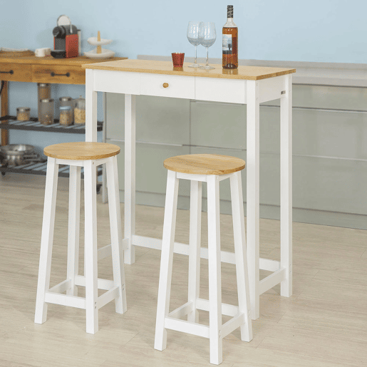SoBuy Conjunto de 1 mesa e 2 bancos Mesa de bar alta e 2 bancos Mesa de jantar